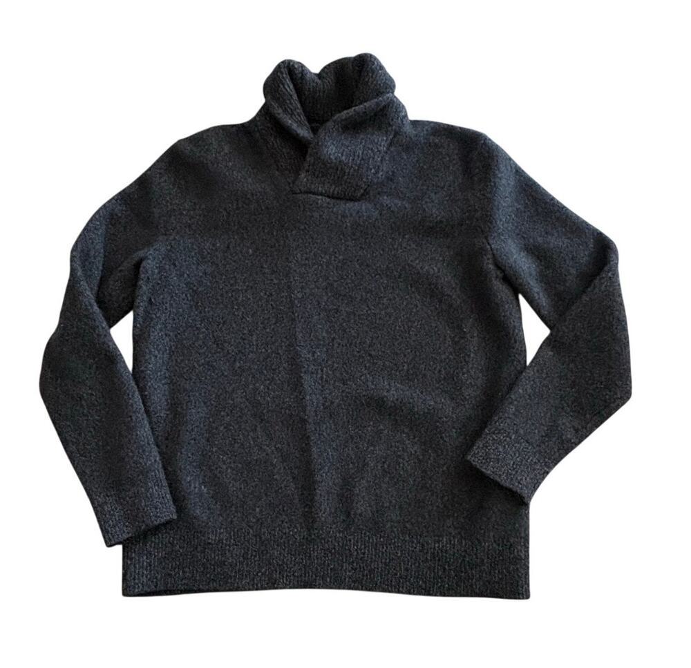 Banana Republic Merino Wool Shawl Collar Sweater Charcoal M READ